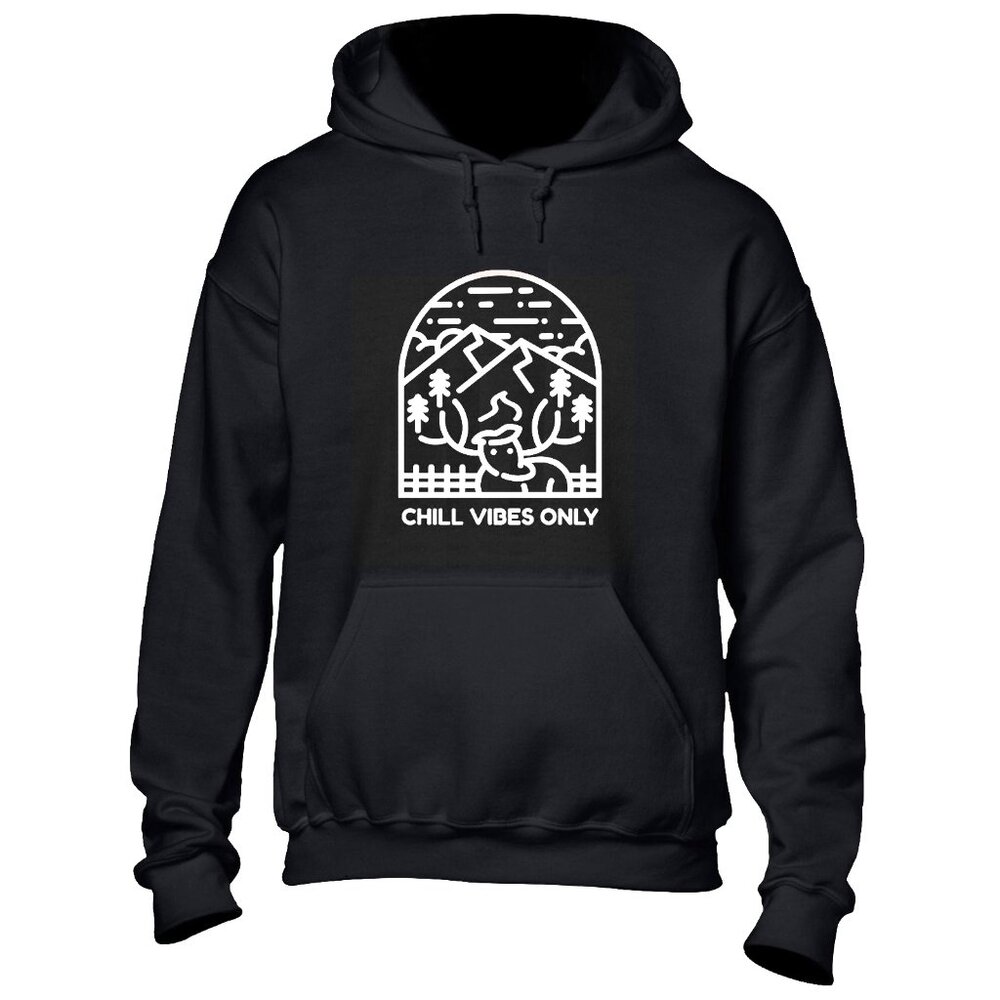 New Chill Vibes Only Black Hoodie Fleece Sweatshirt - Picture 2 of 3